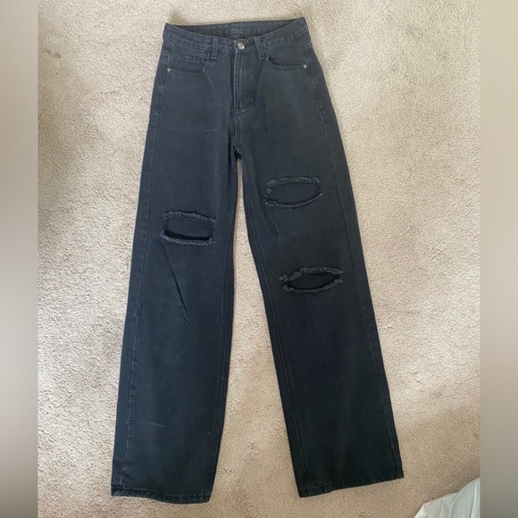 Women’s Shein distressed baggy black jeans S - Picture 4 of 4